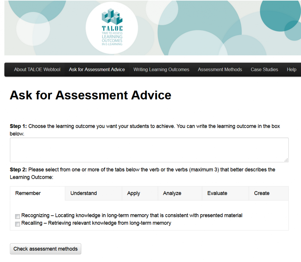 Ask for Assessment Advice - Check Assessment Methods