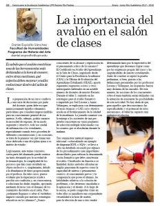 <strong>La importancia del avalúo en el salón de clases</strong> - <em>By Daniel Expósito Sánchez (January - June 2017-2018)</em>
