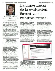 La importancia de la evaluación formativa en nuestros cursos - By Clarisa Cruz Lugo (January - June 2017-2018)