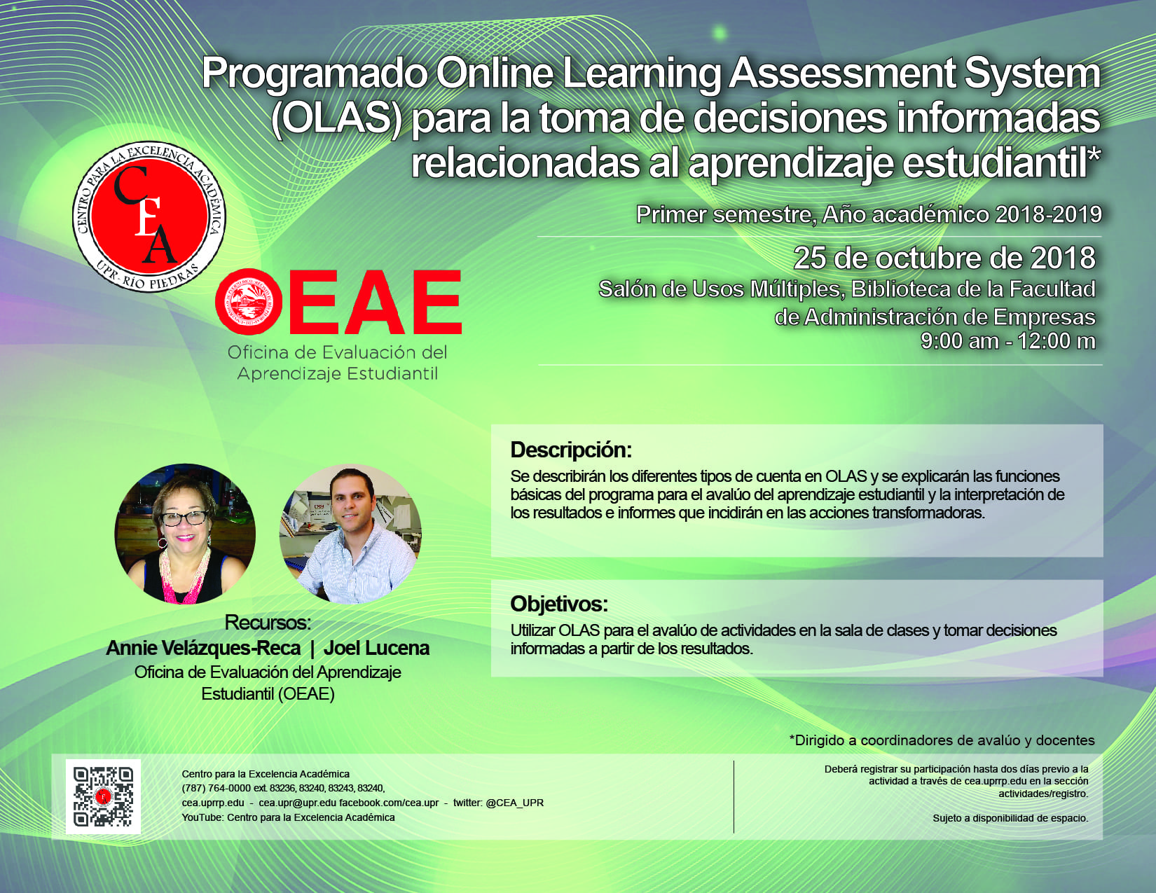 Taller: OLAS (Online Learning Assessment System) para la toma de decisiones informadas - 25 octubre 2018 - FAE 9am a 12m